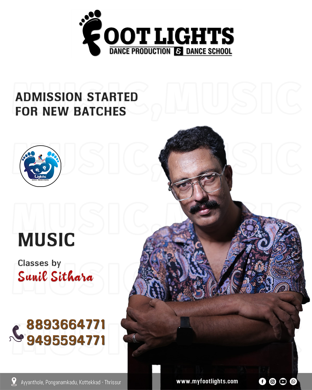 Music classes by Sunil Sithara at Footlights — admission started for new batches