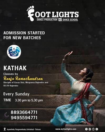 Kathak batch admission poster — Footlights Thrissur