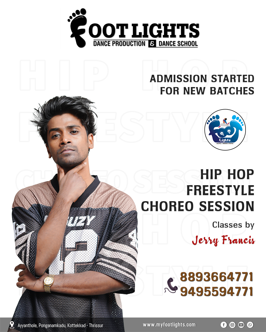 Hip hop, freestyle and choreo sessions by Jerry Francis at Footlights